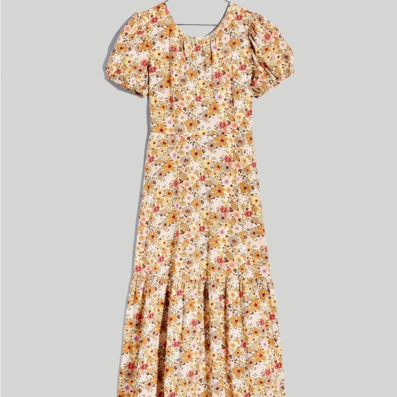 Madewell Puff-Sleeve Open-Back Midi Dress in Flora Field Size 00 - Picture 5 of 8
